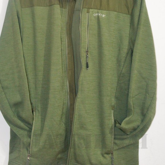 Green NWT Orvis men's bonded mesh fleece full zip jacket - Picture 3 of 7